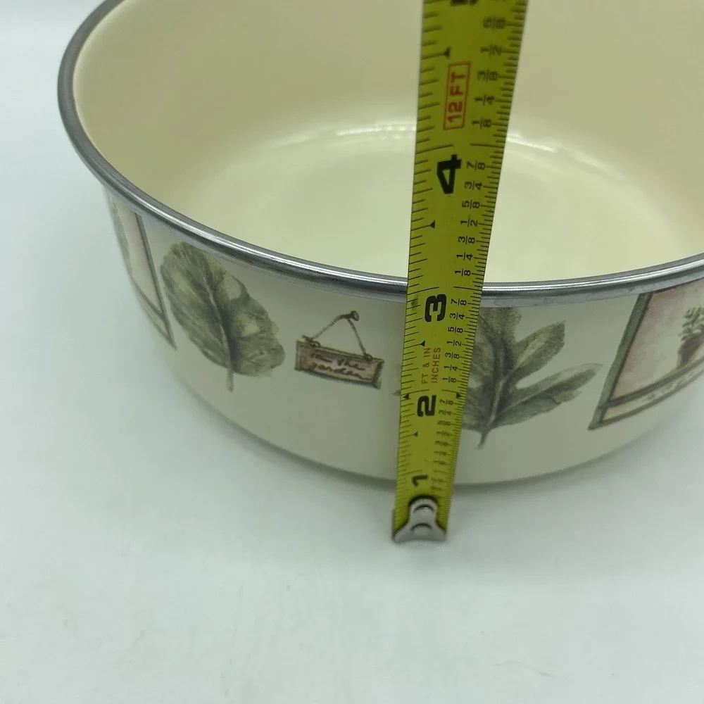 Pfaltzgraff Naturewood Set Of 2 Enamel Metal Nesting Storage Mixing Bowls No Lid
